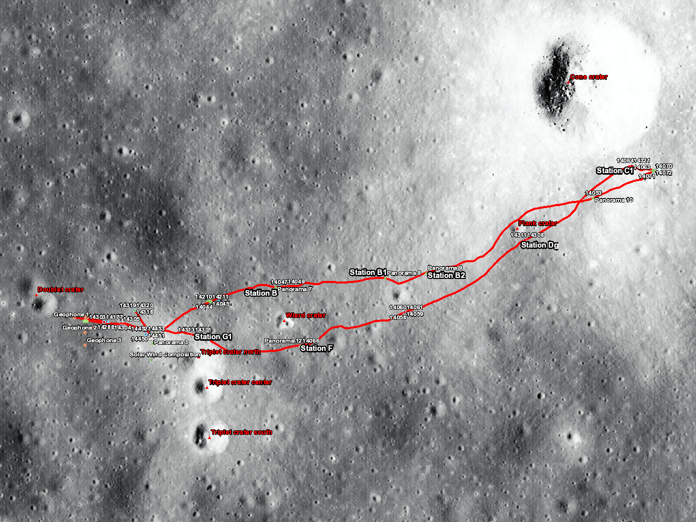 Apollo 14 sample locations