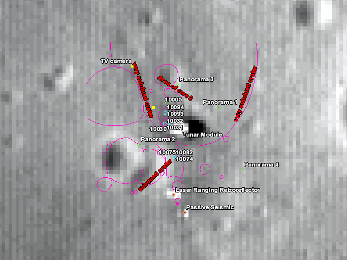 Apollo 11 sample location map