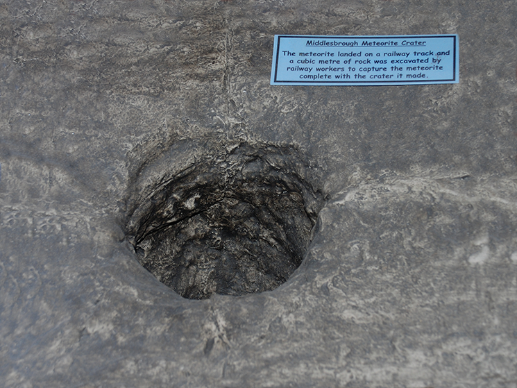 Replica of the hole made by the Middlesborough meteorite