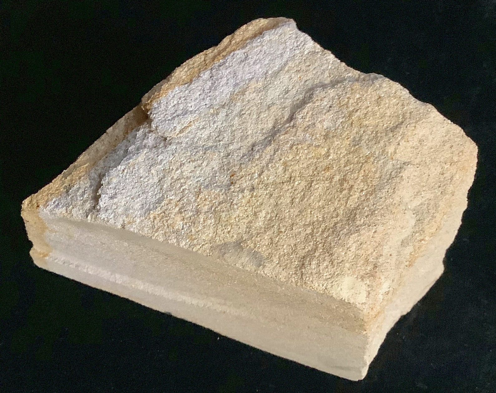 Hand specimen of sandstone on black background