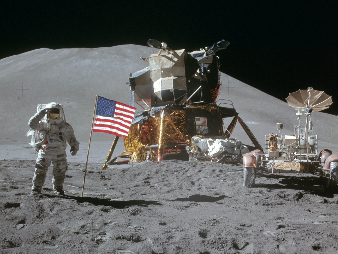 Apollo 15 lunar module and rover (courtesy of NASA)