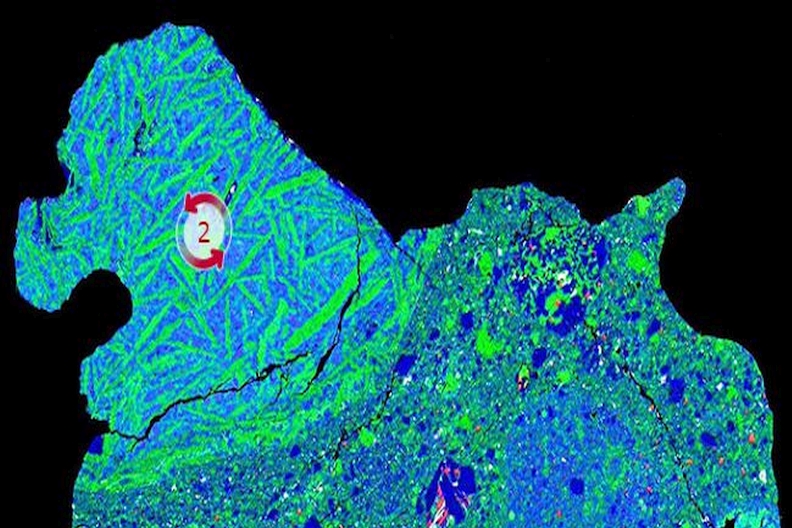 X-ray map microscopic image of 'Black Beauty' Martian meteorite